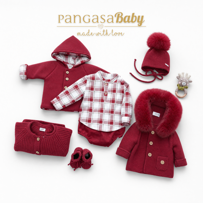 Pangasa Baby Boys Cherry Red Shirt & Jam Pant Set  ~ AW26 Preorder
