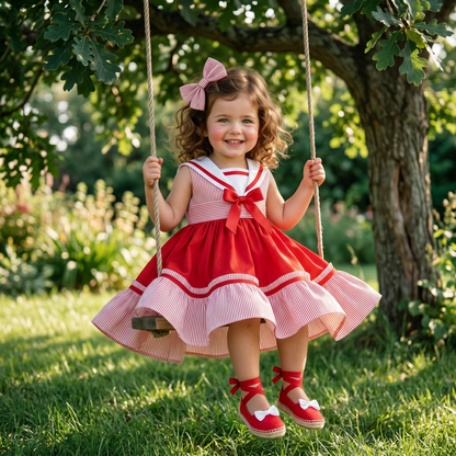 Sonata Girls Red Sailor Dress SS26 - (Made To Order)