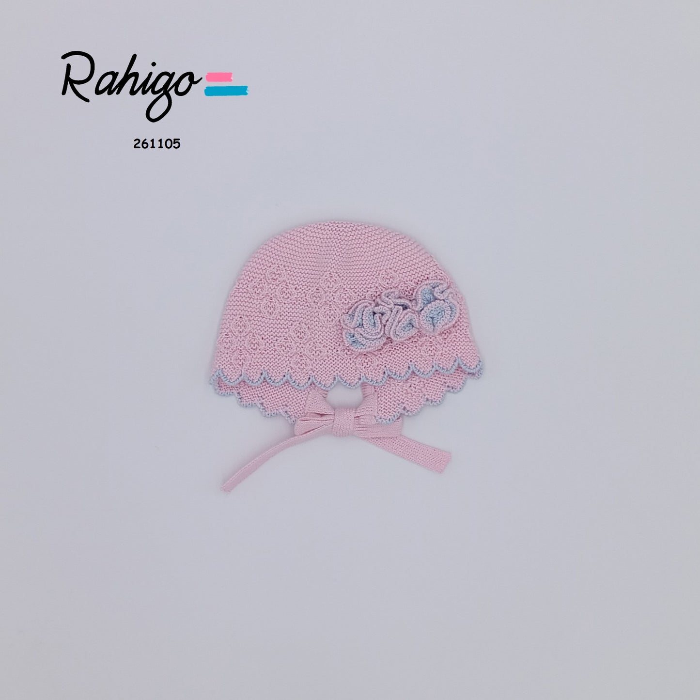 Rahigo Girls Baby Pink & Pale Blue Bonnet - SS26 In stock