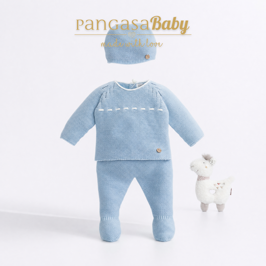 Pangasa Baby 3 Piece Blue Knitted Set ~ AW26 Preorder