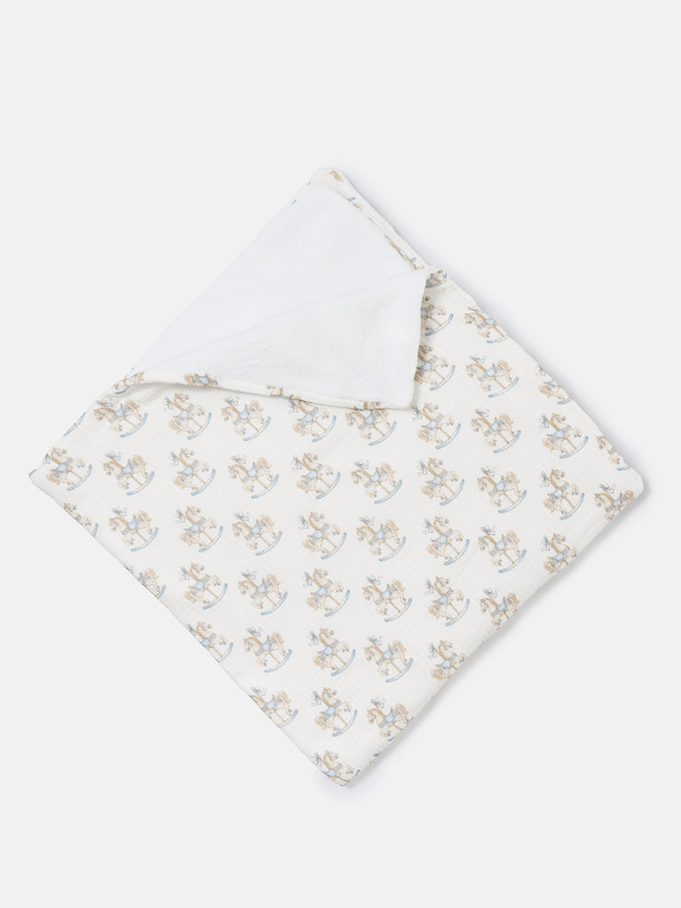 Baby Boys Baby Blue Rocking Horse Blanket