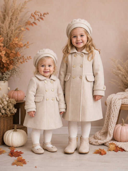 Girls Ivory Coat with Matching Hat