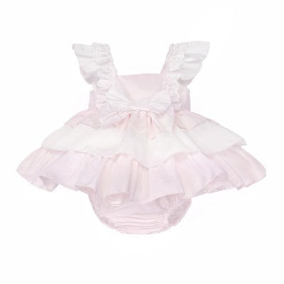 Baby Girl Pink & White Puffball Summer Dress with Knickers