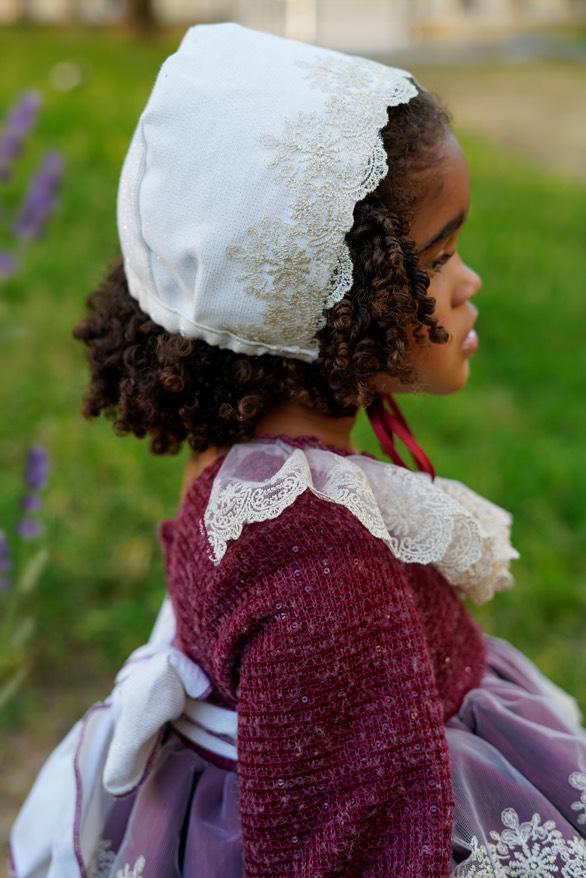 Ela Confeccion AW25 Girls Burgundy & Cream Handmade Dress Set - (Sold out)