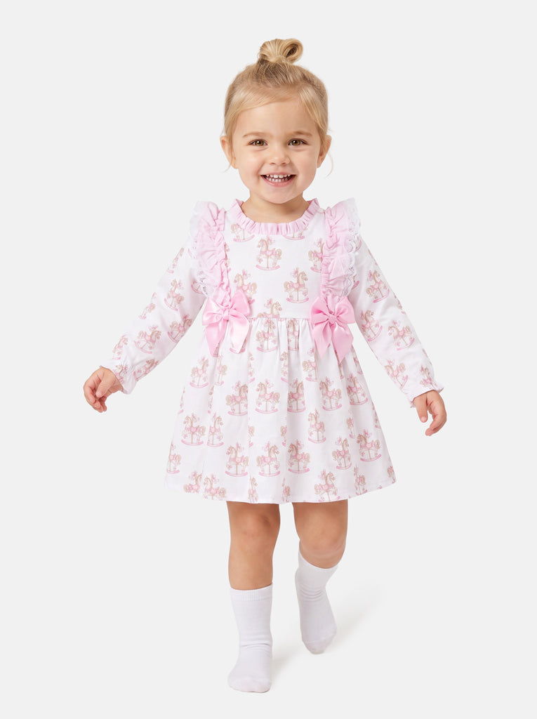 Babygirls Pink Rocking Horse Dress