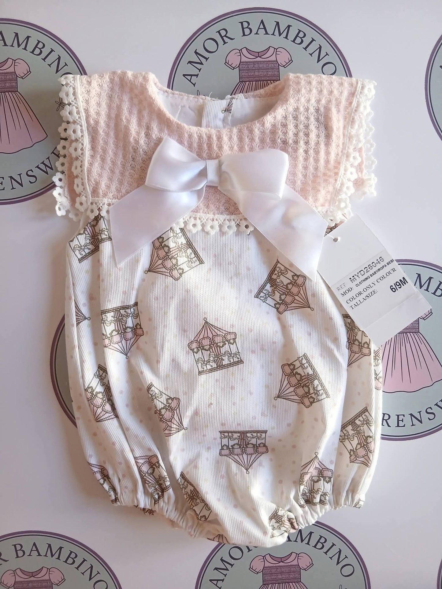 Baby Girls Pink Carousel Romper