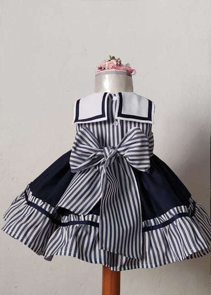 Sonata Girls Navy Sailor Dress SS26 - (Made To Order)