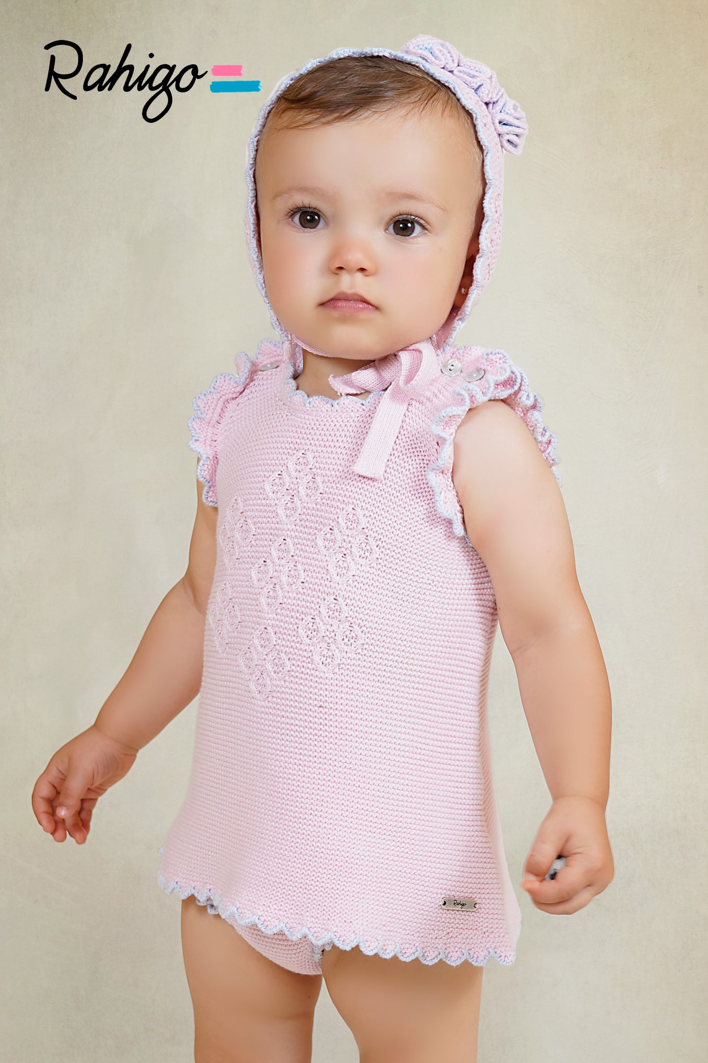 Rahigo Girls Baby Pink & Pale Blue A Line Dress & Knickers - SS26 In stock