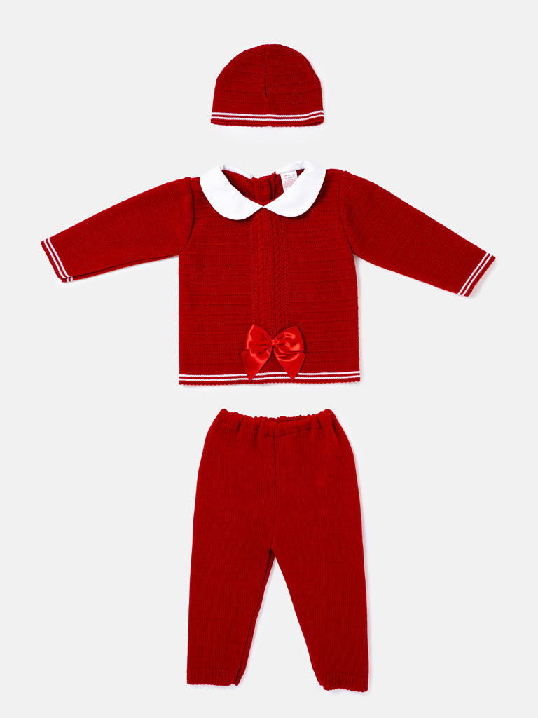 Baby Girl Violeta 3 piece Red Knitted Set