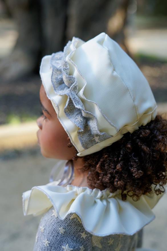 Ela Confeccion AW25 Girls Grey Stars Ruffle Dress Set - (Made to order)