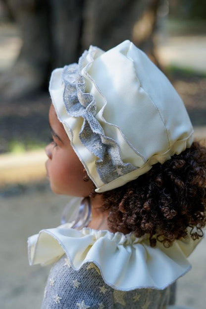 Ela Confeccion AW25 Girls Grey Stars Ruffle Dress Set - (Made to order)