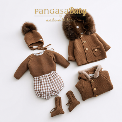 Pangasa Baby Boys Chocolate Knitted Jumper & Jam Pant Set  ~ AW26 Preorder