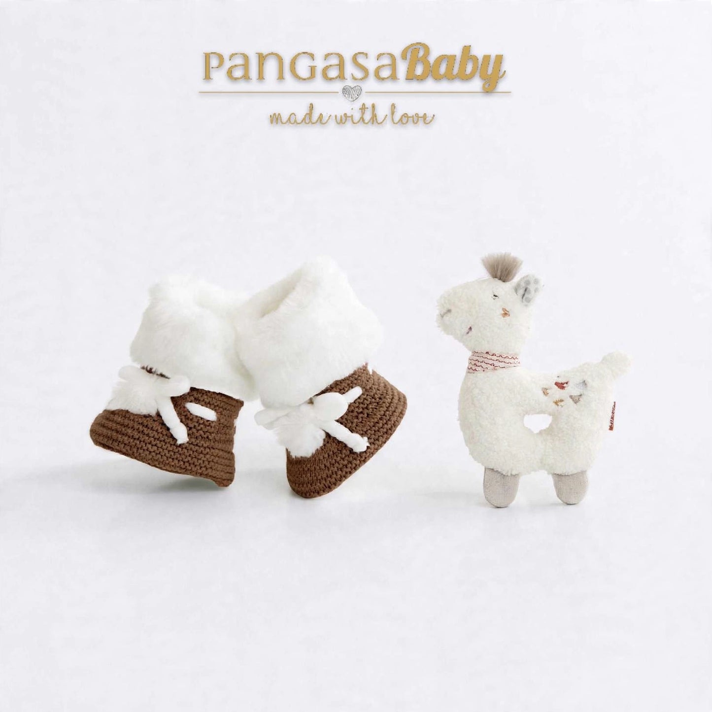 Pangasa Baby Grey Fur Cuffed Knitted Booties ~ AW26 Preorder