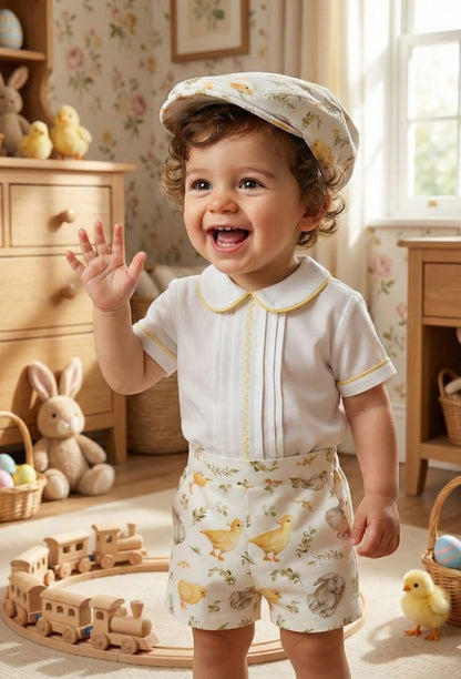Sonata Springtime Bunny Boys Shirt & Short Set SS26 (Made to order)
