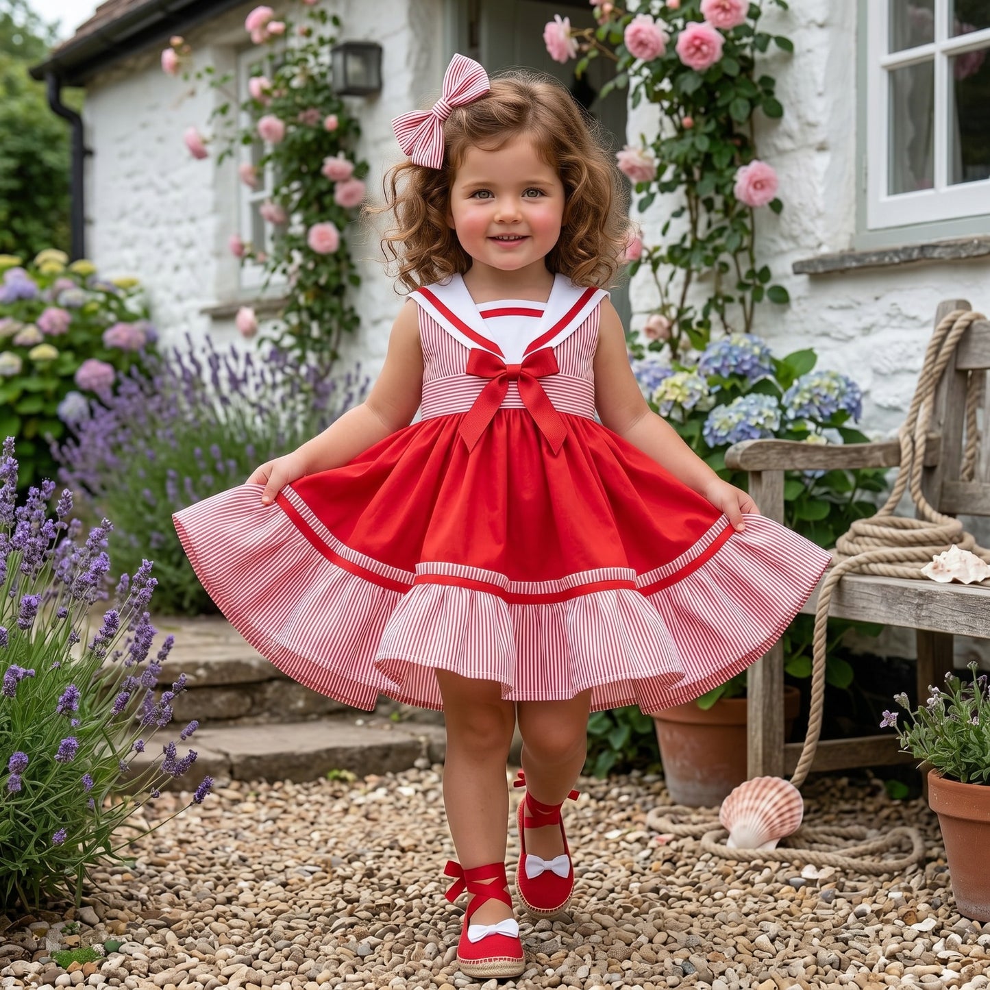 Sonata Girls Red Sailor Dress SS26 - (Made To Order)