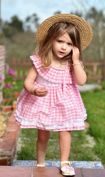 Sonata Pink & White Gingham Dress - (Made To Order)