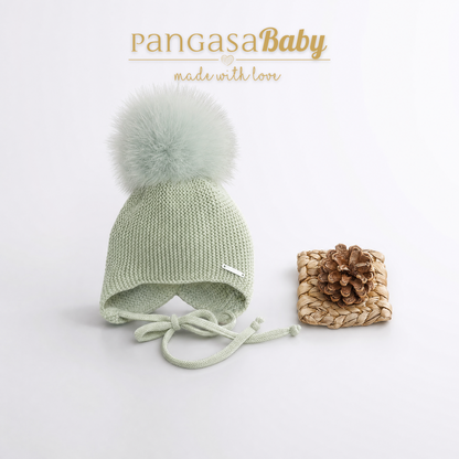 Pangasa Baby Fur Pom String Tie Hat - 14 Colours - Preorder