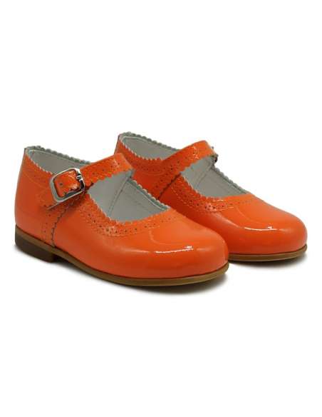 Orange Mary Jane Girls Leather Patent Shoes (Preorder)