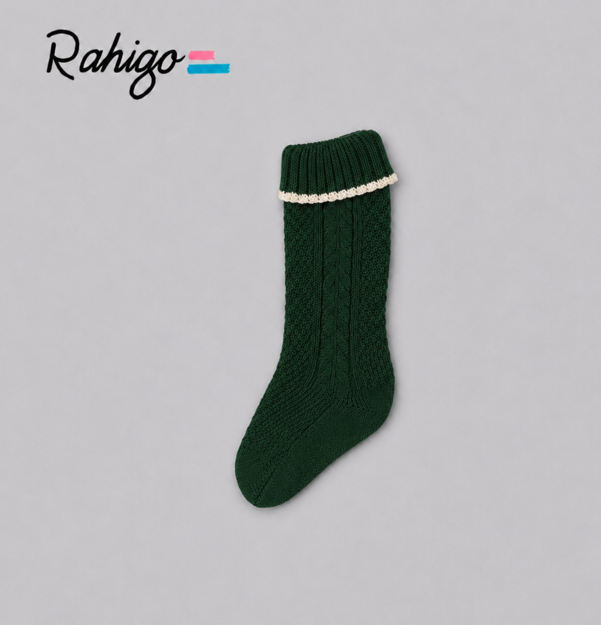Rahigo Girls Bottle Green & Cream Socks - AW26 (Preorder)