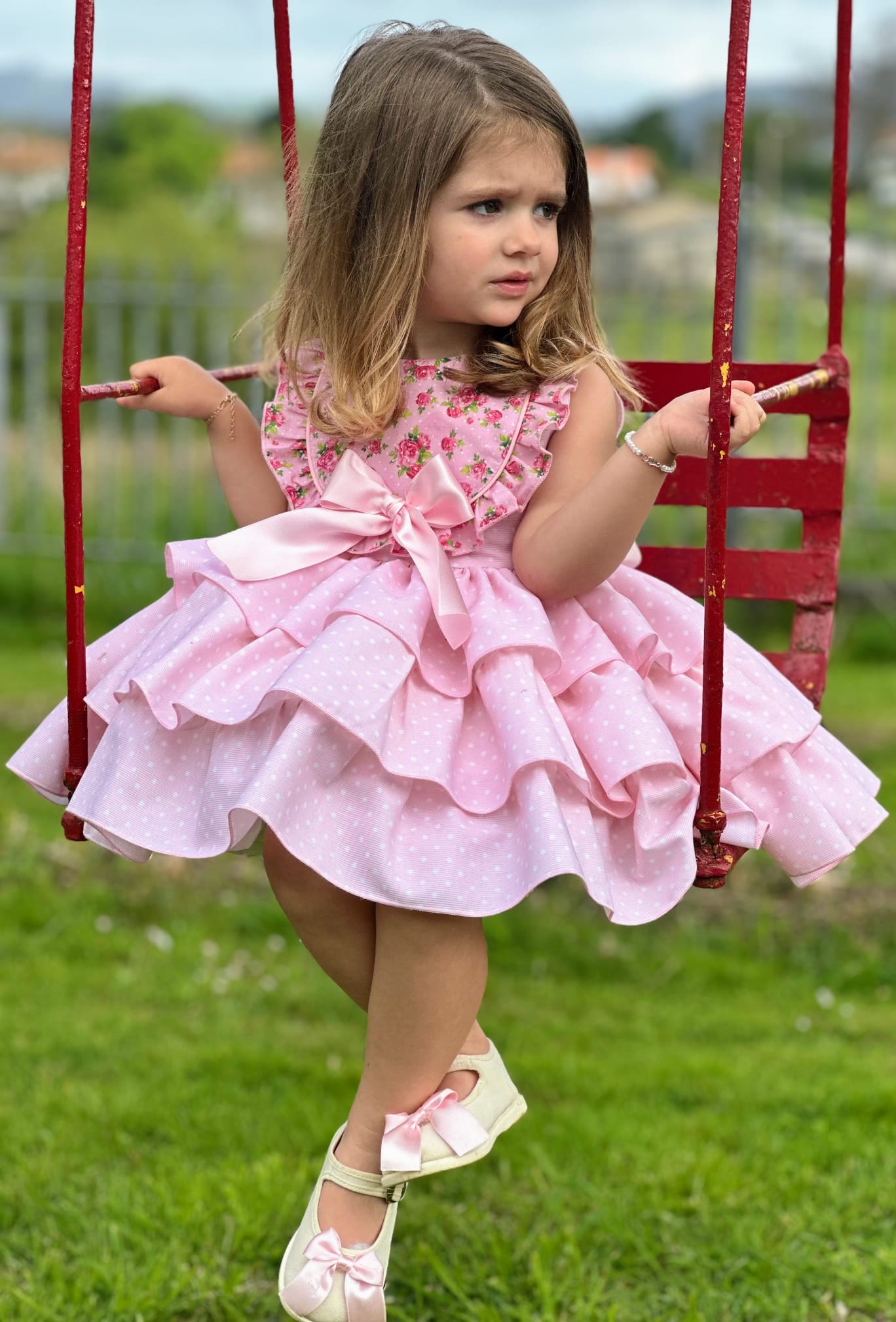 Sonata Pink Polka Dot Dress - (Made To Order)