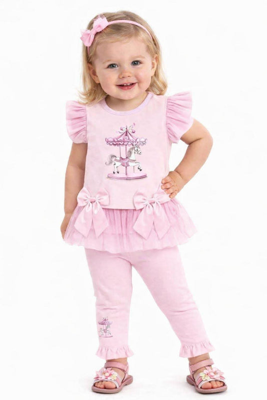 Pink Horse & Carousel Top & Legging Set