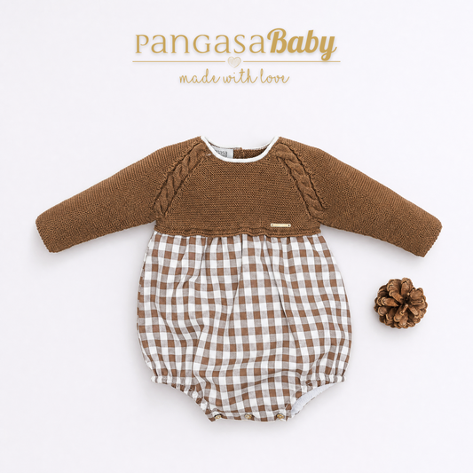Pangasa Baby Chocolate Halfknit Romper ~ AW26 Preorder
