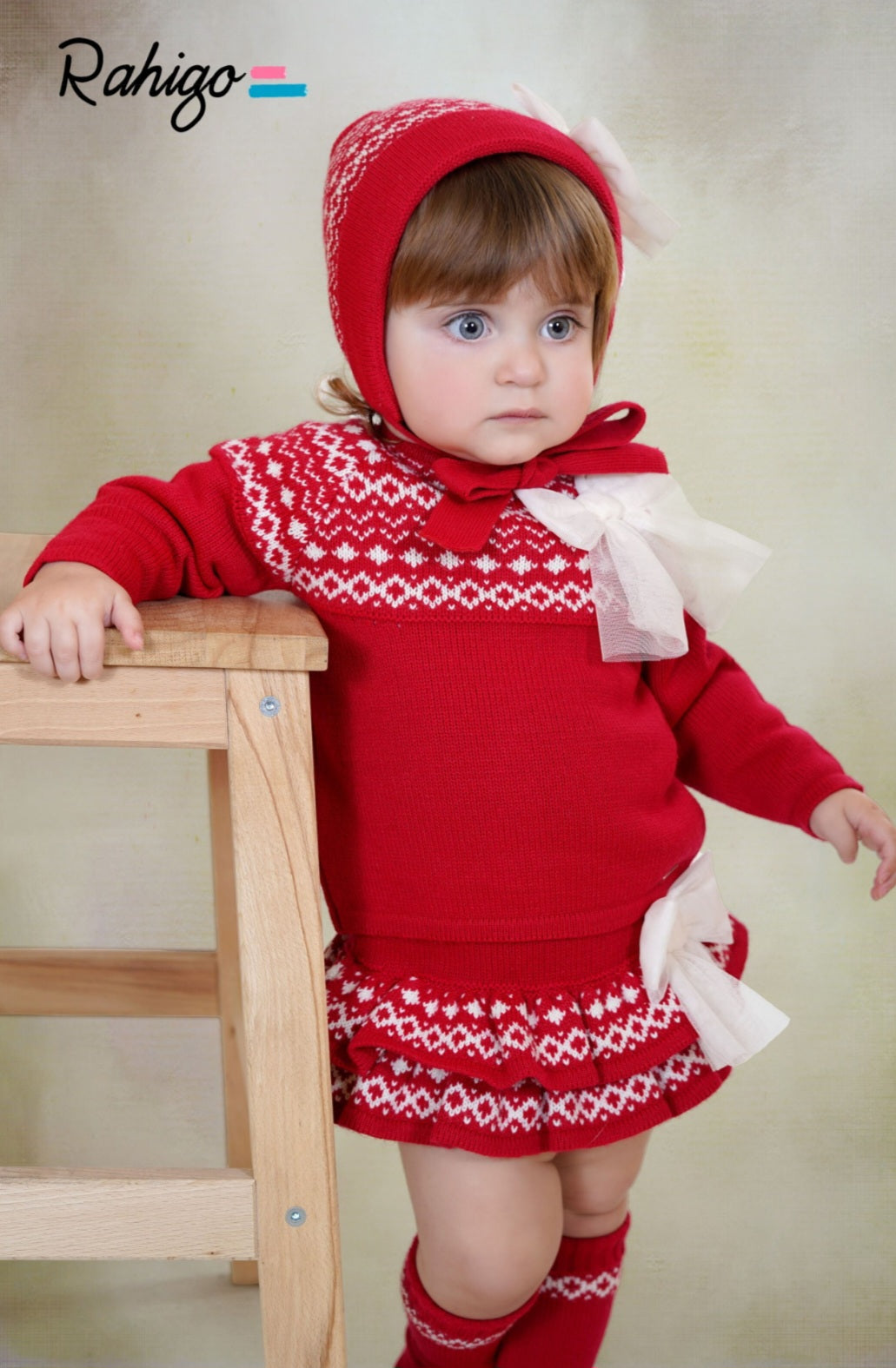 Rahigo Baby Girls Red & Cream Jumper & Skirt Set - AW26 (Preorder)