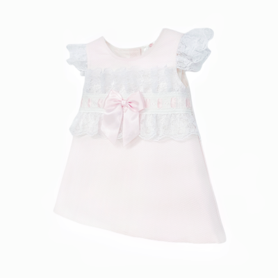 Baby Girl Pink Waffle A-Line Lacey Dress