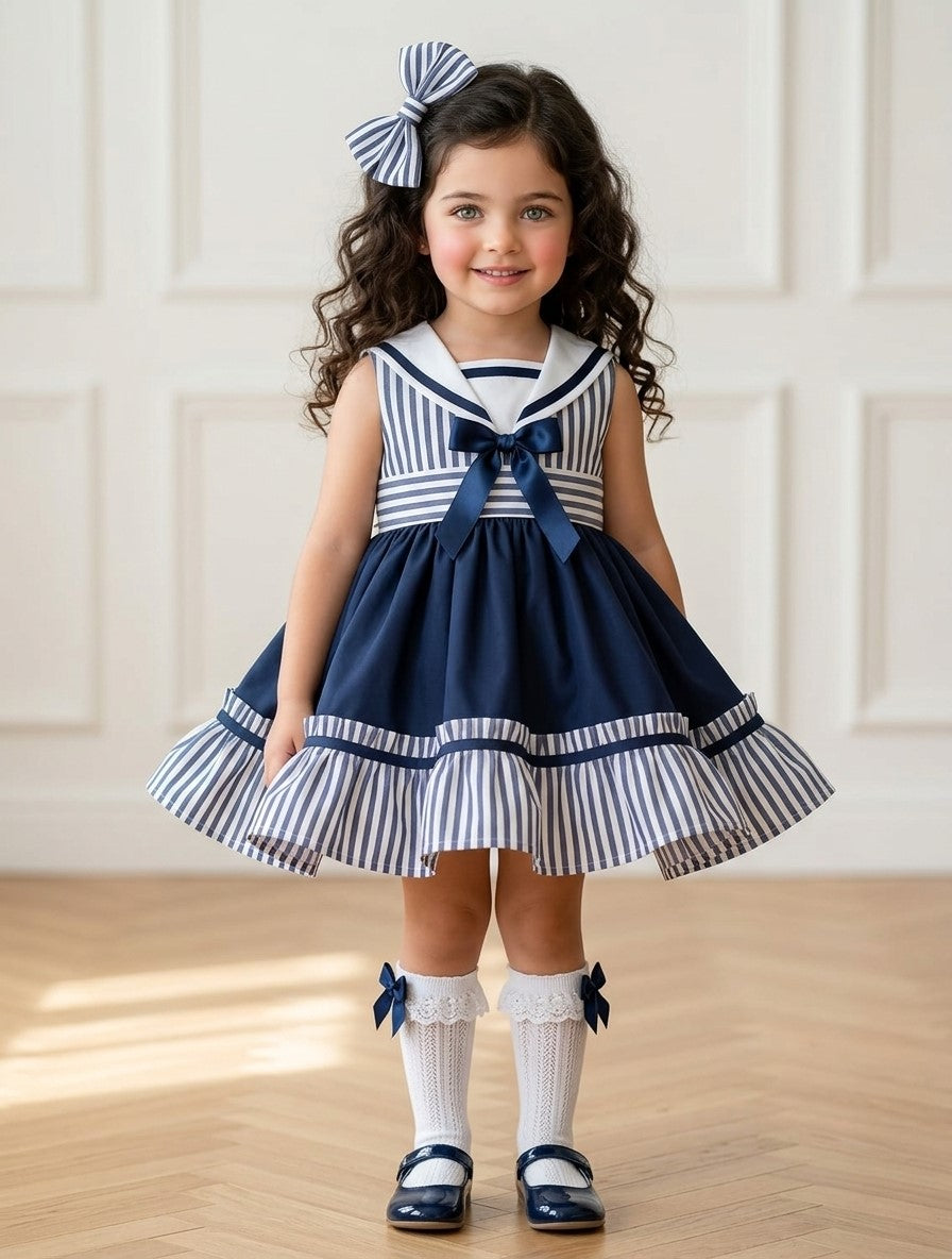 Sonata Girls Navy Sailor Dress SS26 - (Made To Order)