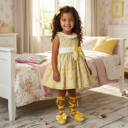 Sonata Girls Yellow Floral Dress SS26 - (Made To Order)