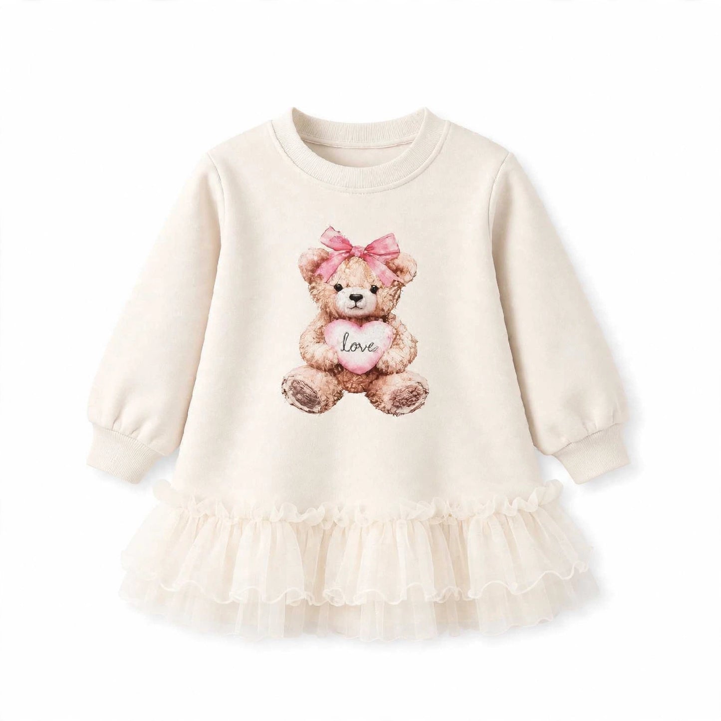 Girls Cream Teddybear Dress (Preorder)