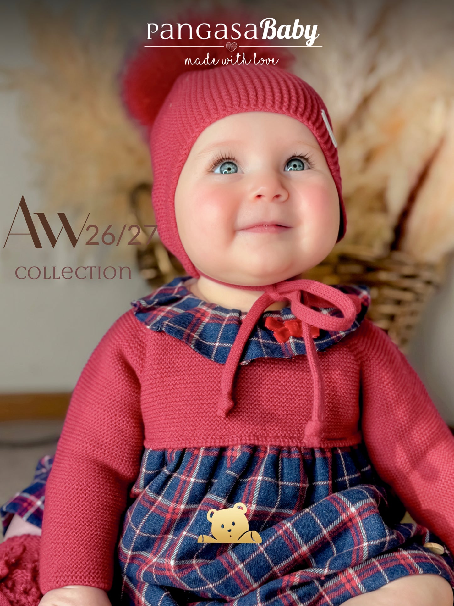 Pangasa Baby Checked Halfknit Red Dress & Knickers ~ AW26 Preorder