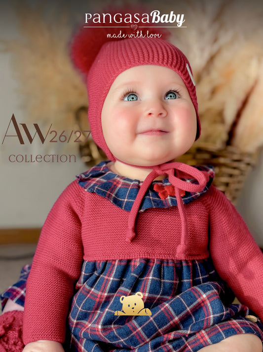 Pangasa Baby Checked Halfknit Red Dress & Knickers ~ AW26 Preorder