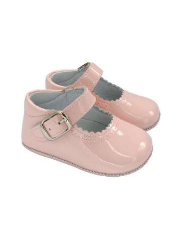 Amor Bambino Pink Mary Jane Baby Girls Patent Pram Shoes In Stock