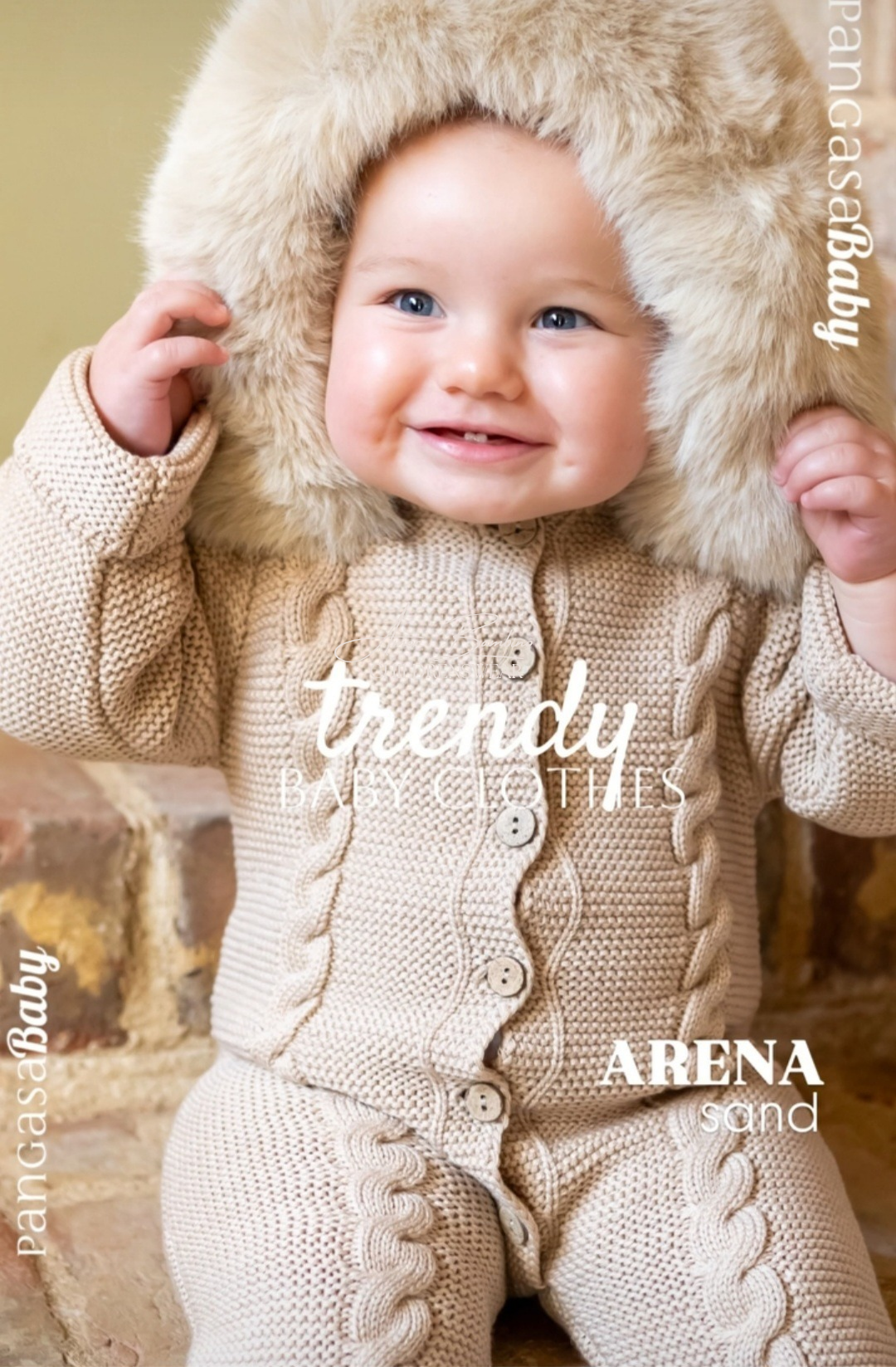 Pangasa Grey Fur Cable Knitted Pramsuit - Preorder