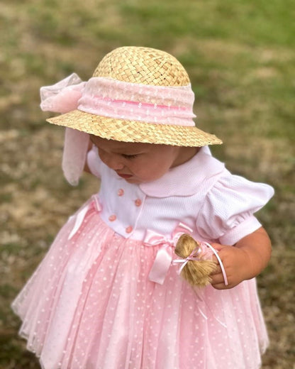 Sonata Classic Pink Handmade Plumeti Dress (Made To Order)