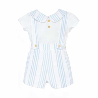 Baby Boys Blue & White Stripe Shirt & Shorts Set
