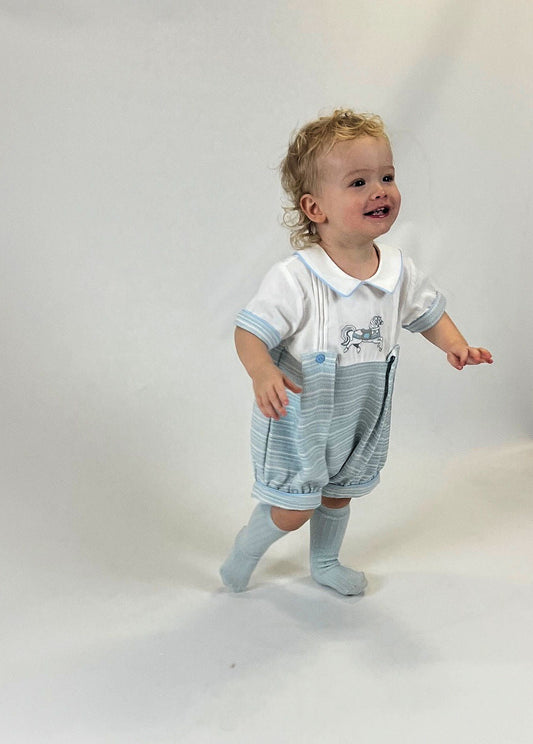 Boys Blue Carousel Horse Romper