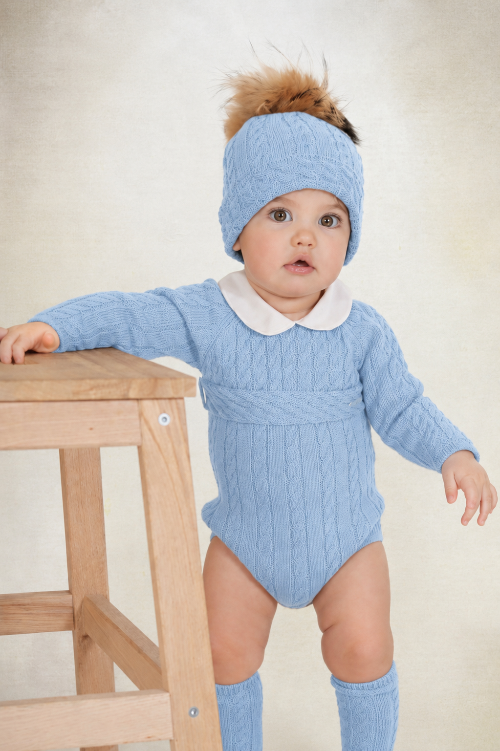 Rahigo Boys Baby Blue Romper, Pom Hat & Socks Set - AW26 (Preorder)