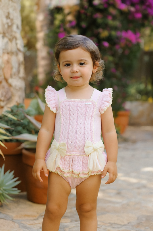 Rahigo Girls Baby Pink & Cream Jumper & Romper Set- SS26 In Stock