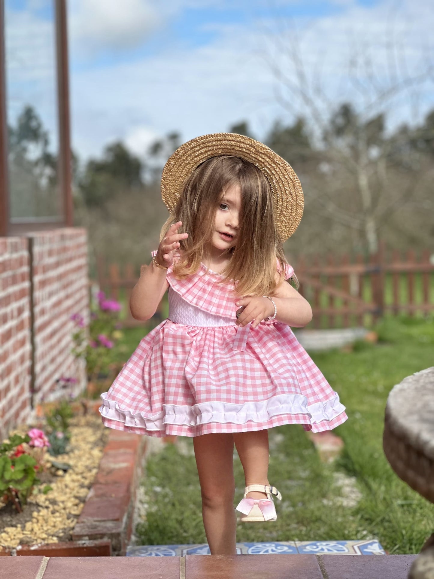 Sonata Pink & White Gingham Dress - (Made To Order)