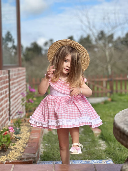 Sonata Pink & White Gingham Dress - (Made To Order)