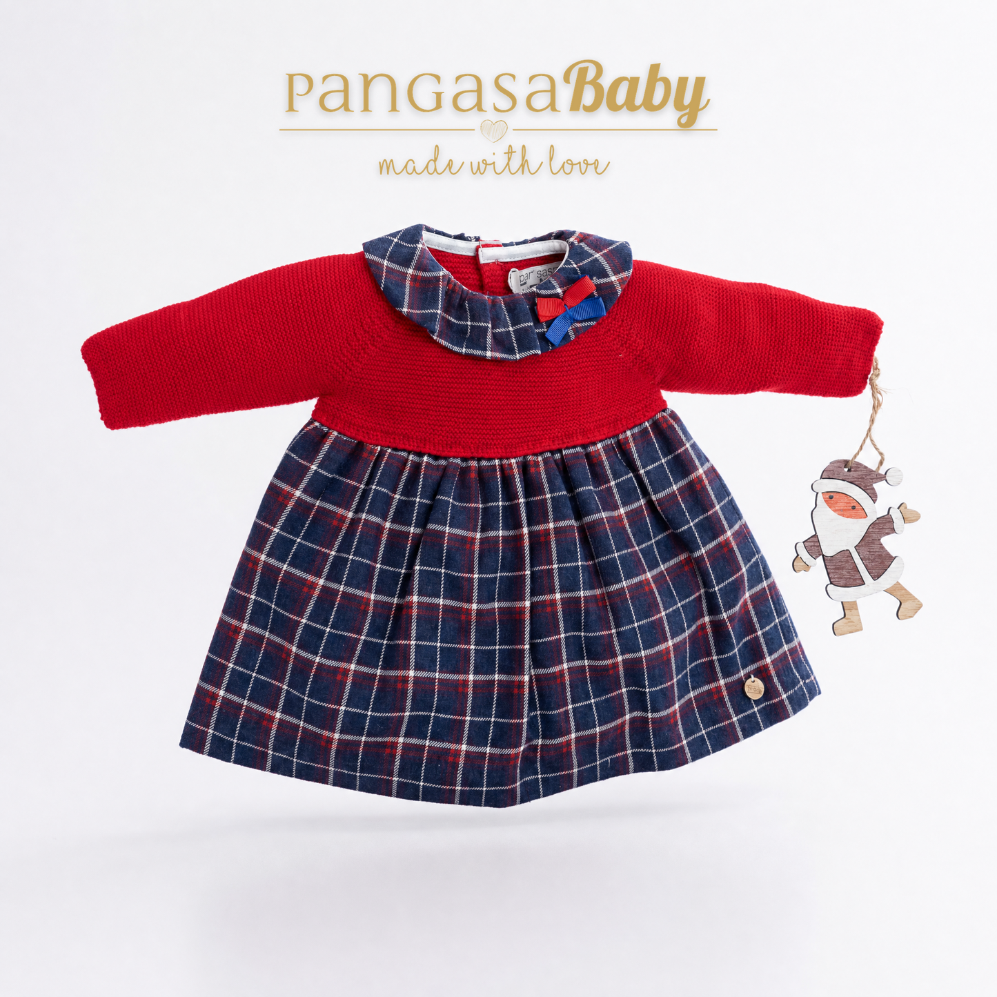 Pangasa Baby Checked Halfknit Red Dress & Knickers ~ AW26 Preorder