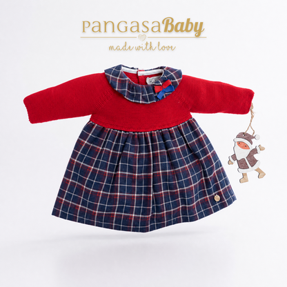 Pangasa Baby Checked Halfknit Red Dress & Knickers ~ AW26 Preorder