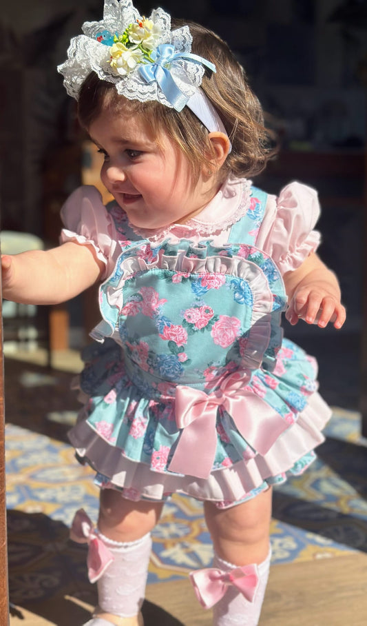 Sonata Pink Blouse & Skort Romper Set - (Made To Order)