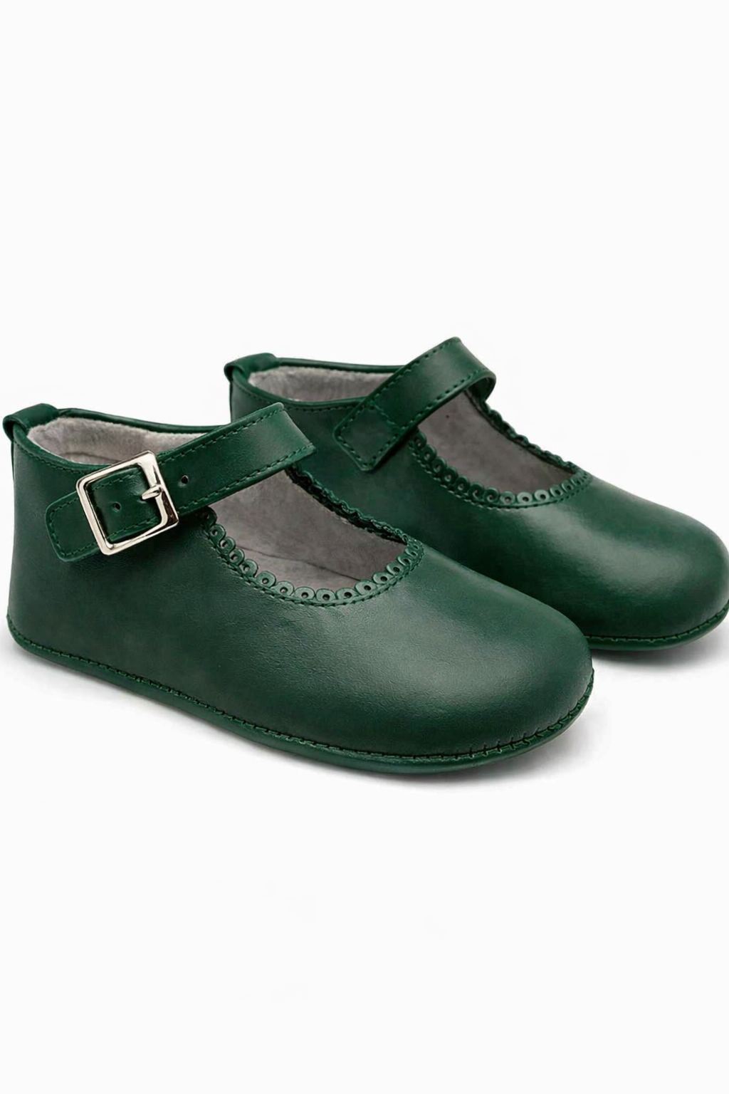 Amor Bambino Bottle Green Baby Girls Matte Leather Pram Shoes - (Preorder)
