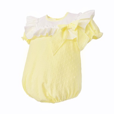 Baby Girl Yellow Plumetti Romper