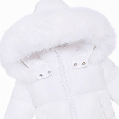 White Faux Fur Hooded Coat  4y