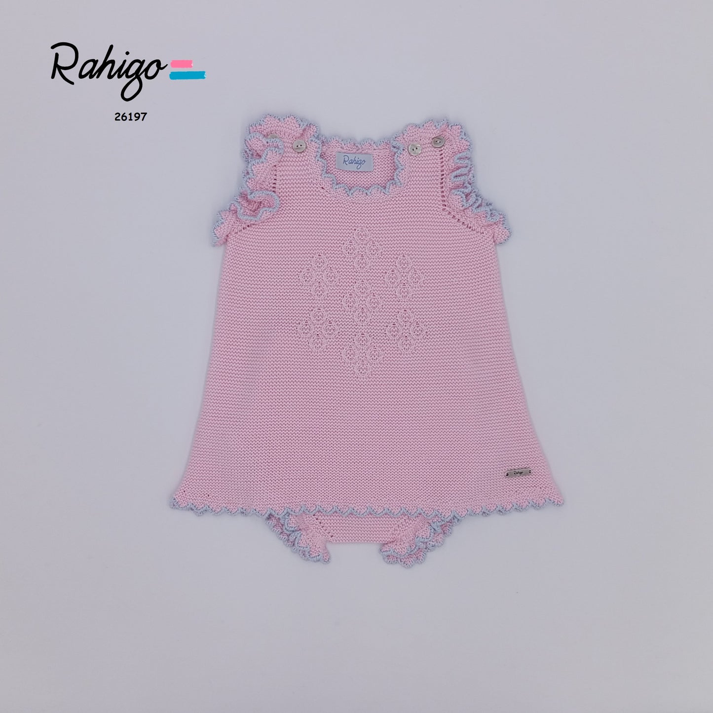 Rahigo Girls Baby Pink & Pale Blue A Line Dress & Knickers - SS26 In stock