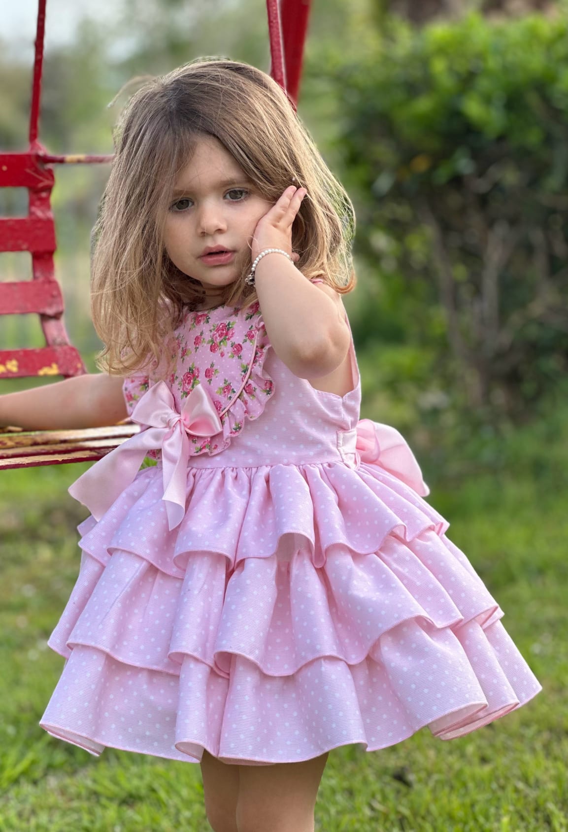 Sonata Pink Polka Dot Dress - (Made To Order)